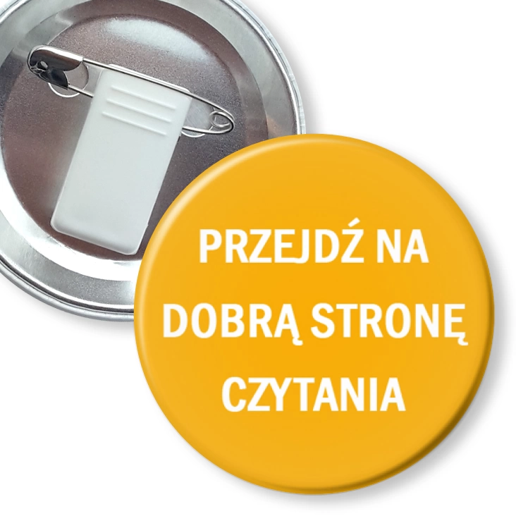 przypinka z żabką i agrafką Przejdź na dobrą stronę czytania