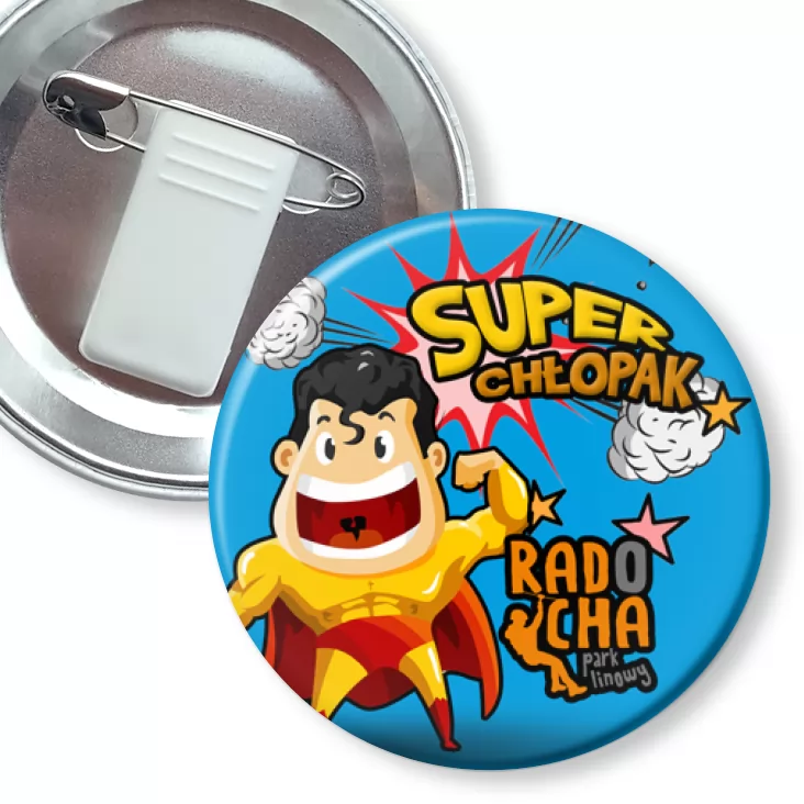 przypinka z żabką i agrafką Radocha - Super Chłopak