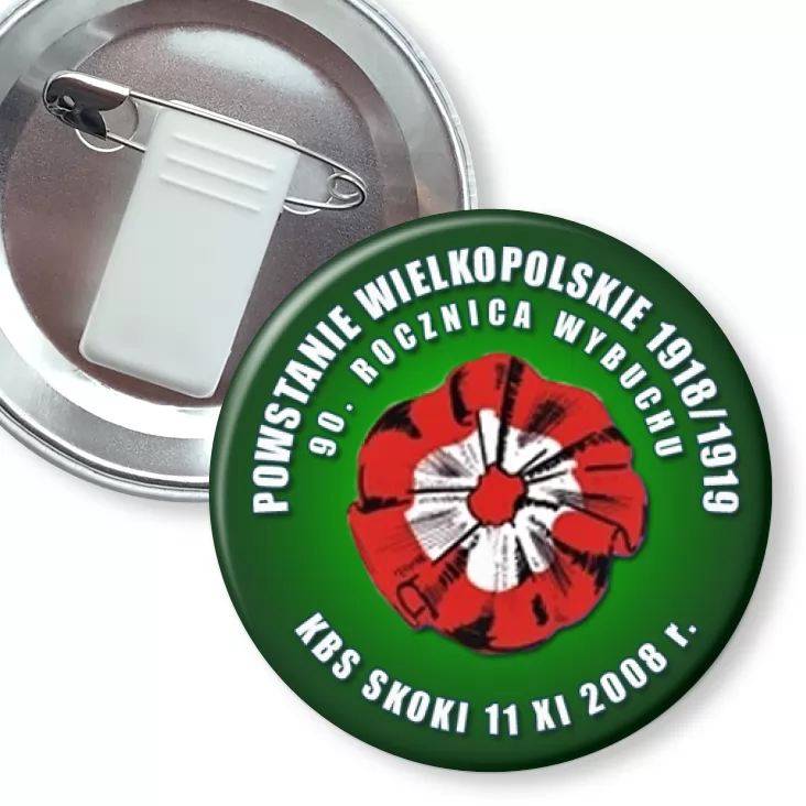 przypinka z żabką i agrafką Rocznica Wybuchu Powstania Wielkopolskiego