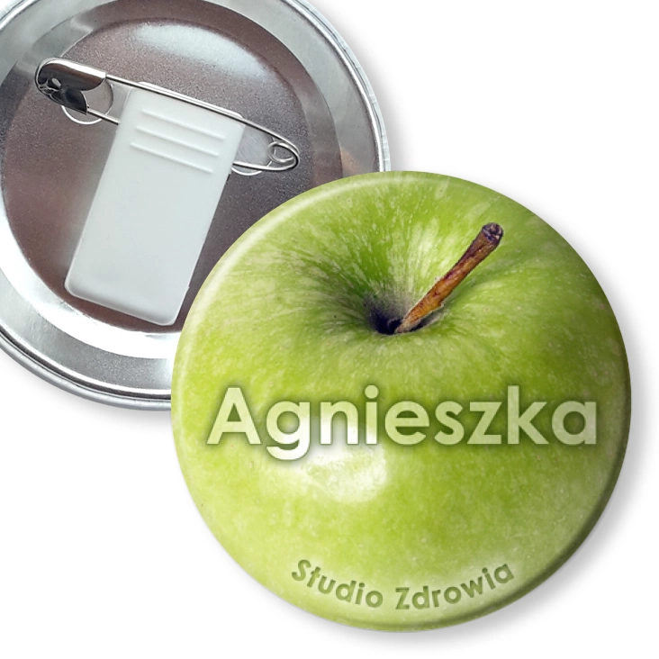przypinka z żabką i agrafką Studio Zdrowia