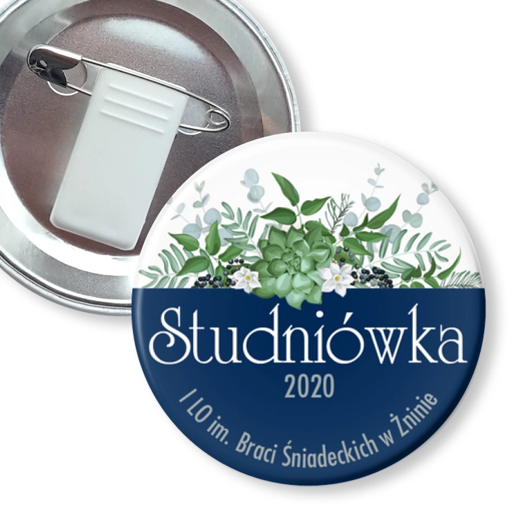 przypinka z żabką i agrafką Studniówka 2020