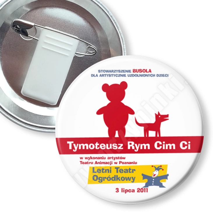 przypinka z żabką i agrafką Tymoteusz Rym Cim Ci
