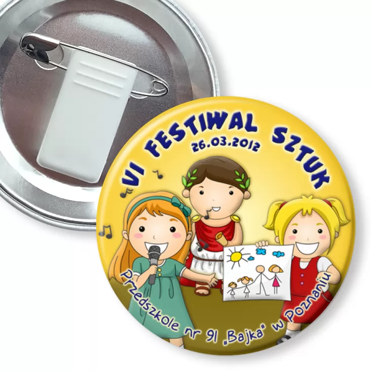 przypinka z żabką i agrafką VI Festiwal Sztuk
