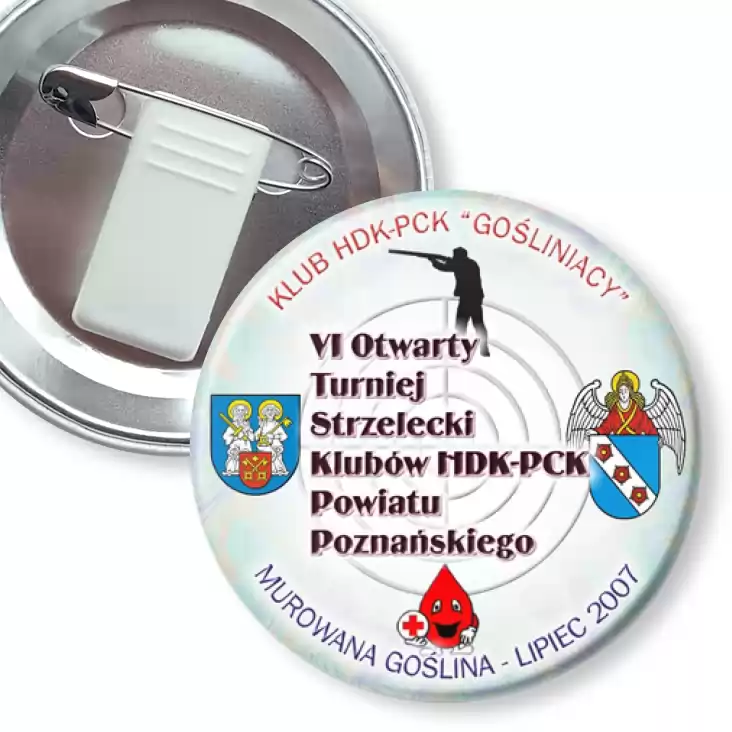 przypinka z żabką i agrafką VI Turniej Strzelecki HDK-PCK Murowana Goślina 2007