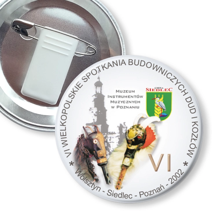 przypinka z żabką i agrafką VI Wielkopolskie Spotkania Budowniczych Dud i Kozłów