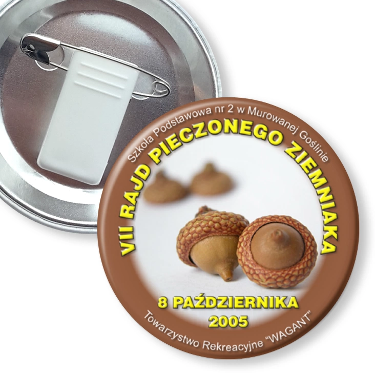 przypinka z żabką i agrafką VII Rajd Pieczonego Ziemniaka
