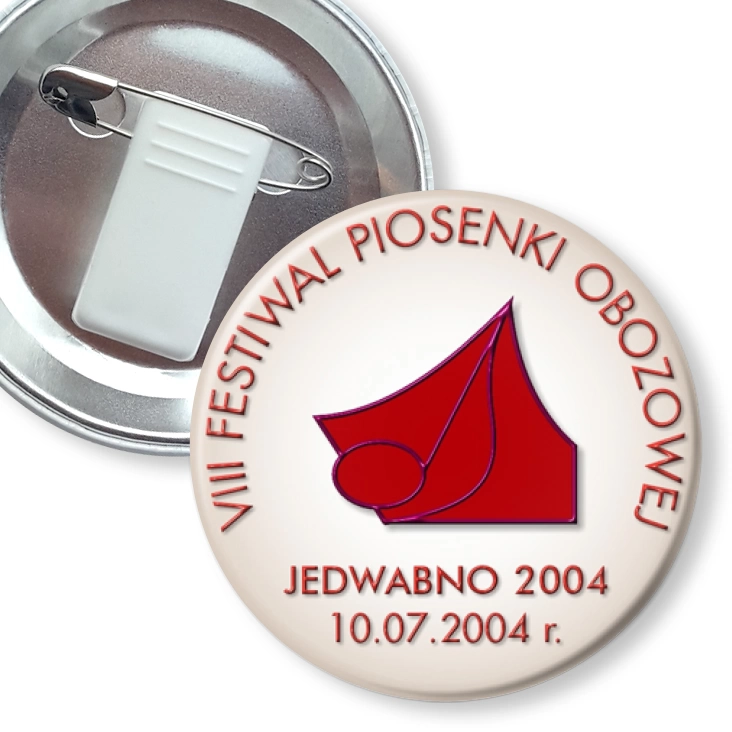 przypinka z żabką i agrafką VIII Festiwal Piosenki Obozowej