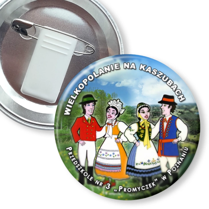 przypinka z żabką i agrafką Wielkopolanie na Kaszubach