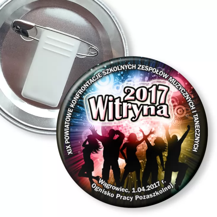 przypinka z żabką i agrafką Witryna 2017