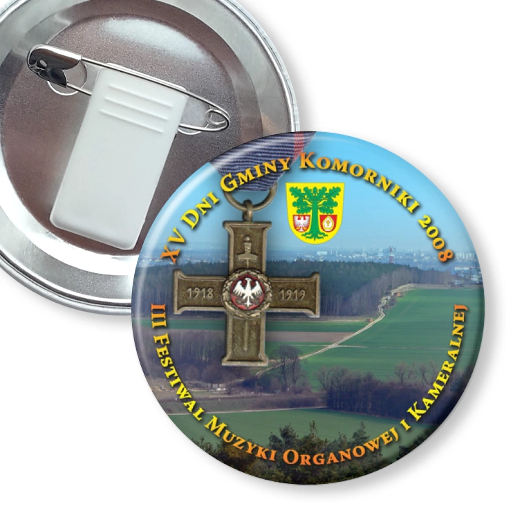 przypinka z żabką i agrafką XV Dni Gminy Komorniki