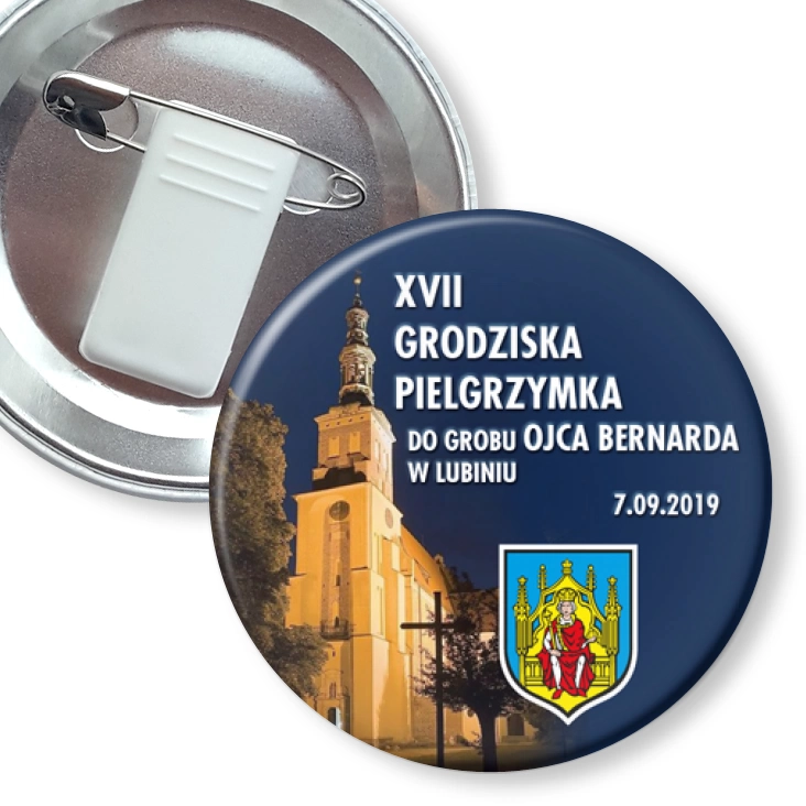 przypinka z żabką i agrafką XVII Pielgrzymka do Grobu Ojca Bernarda