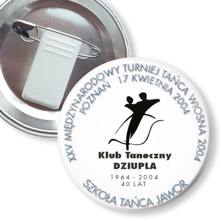 przypinka z żabką i agrafką XXV Międzynarodowy Turniej Tańca