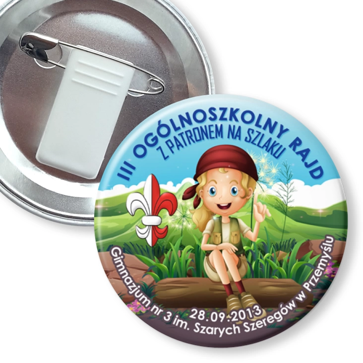 przypinka z żabką i agrafką Z patronem na szlaku 2013