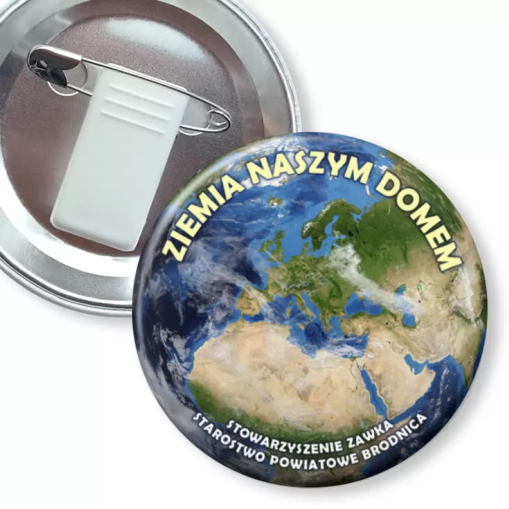 przypinka z żabką i agrafką Ziemia naszym domem