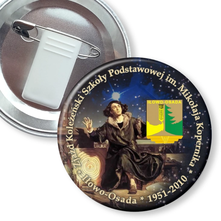 przypinka z żabką i agrafką Zjazd Koleżeński SP Iłowo-Osada 2010