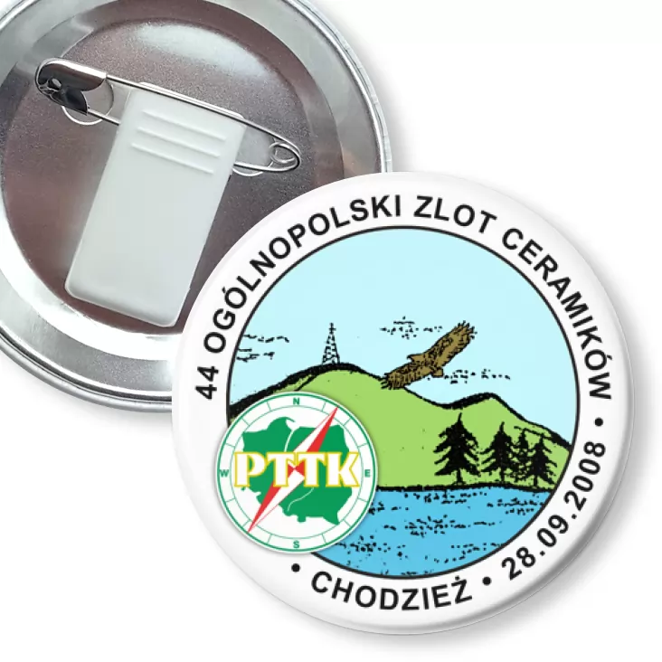 przypinka z żabką i agrafką PTTK Chodzież - Ogólnopolski Zlot Ceramików