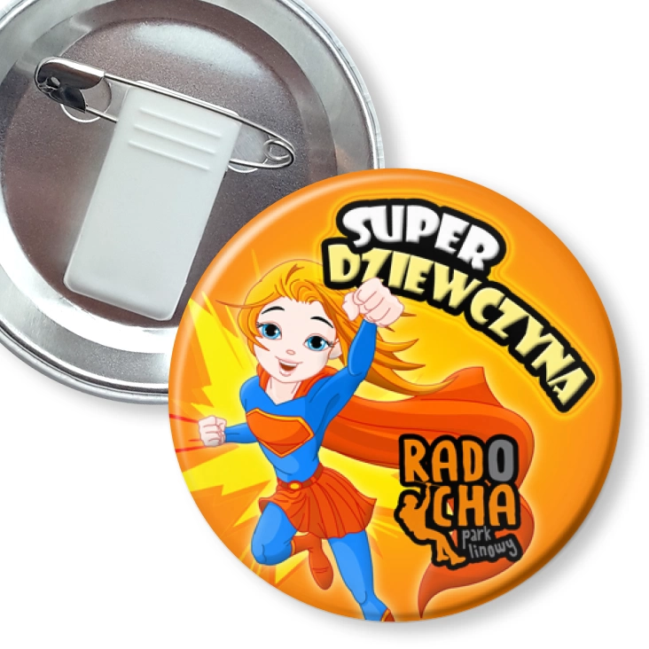 przypinka z żabką i agrafką Radocha - Super Dziewczyna