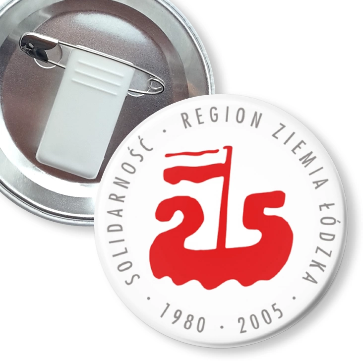 przypinka z żabką i agrafką Solidarność - Region Ziemia Łódzka