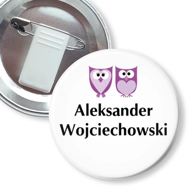 przypinka z żabką i agrafką Sowy