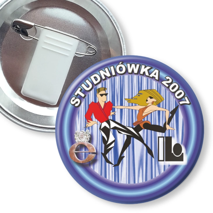 przypinka z żabką i agrafką Studniówka 2007