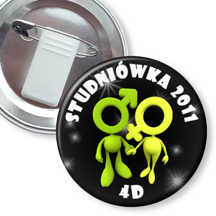 przypinka z żabką i agrafką Studniówka - Ryki 4D