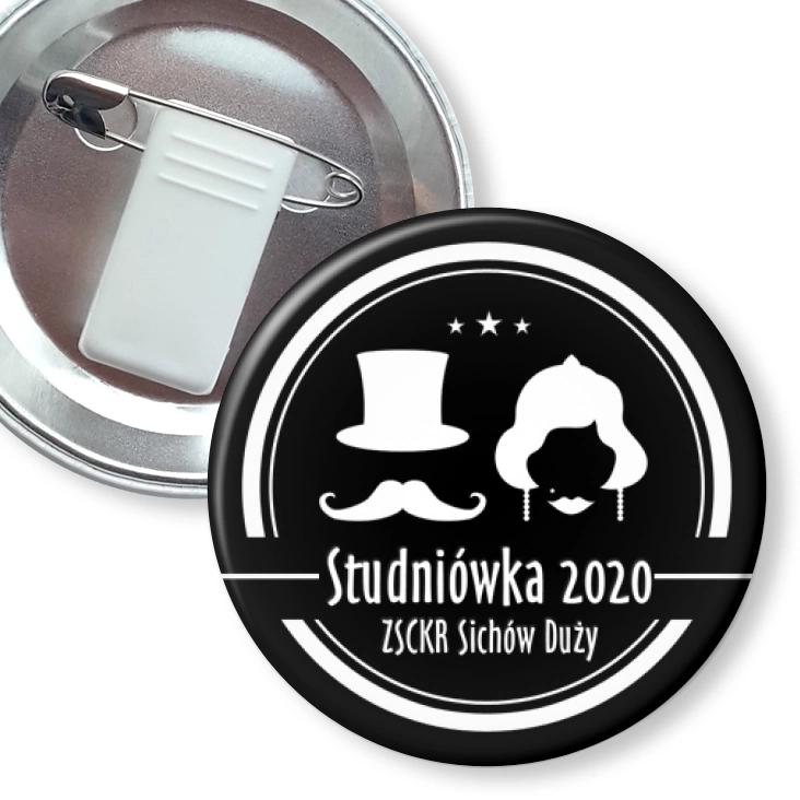 przypinka z żabką i agrafką Studniówka