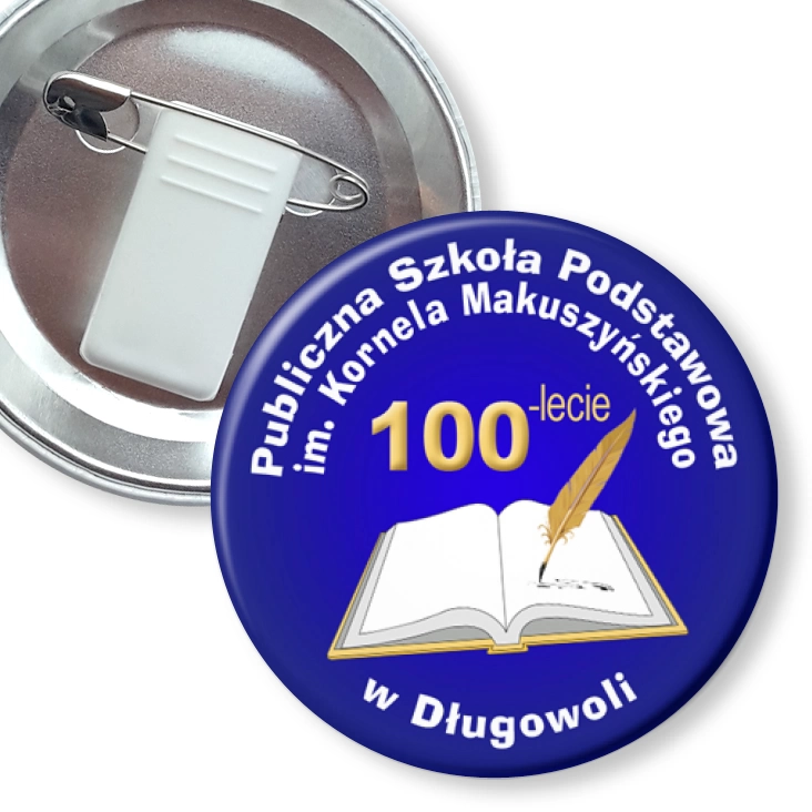 przypinka z żabką i agrafką Szkoła Podstawowa w Długowoli