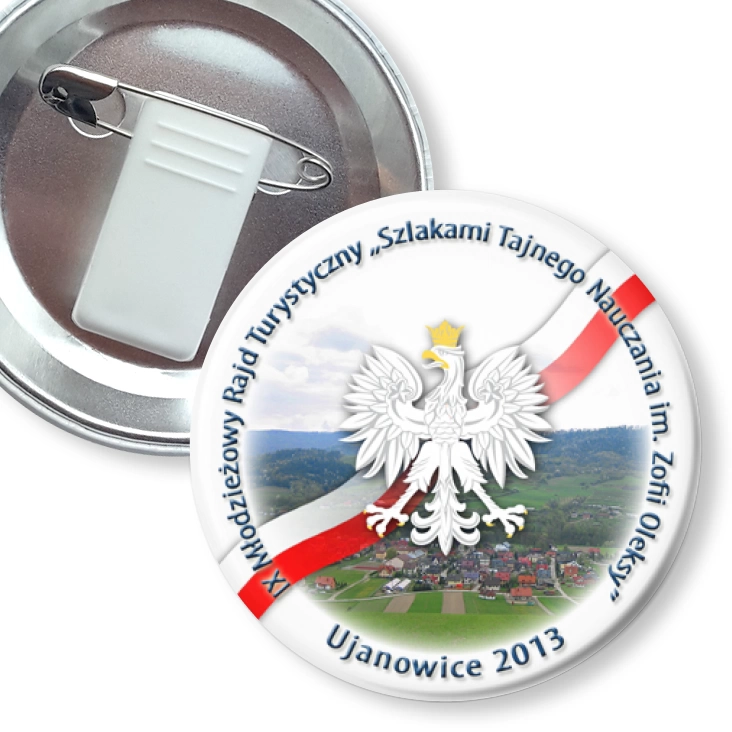 przypinka z żabką i agrafką Szlakami Tajnego Nauczania im. Zofii Oleksy 2013