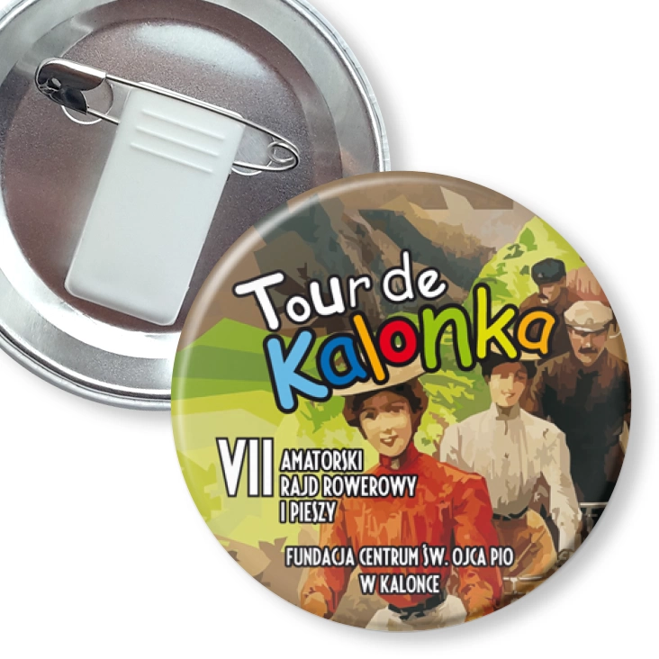 przypinka z żabką i agrafką Tour de Kalonka