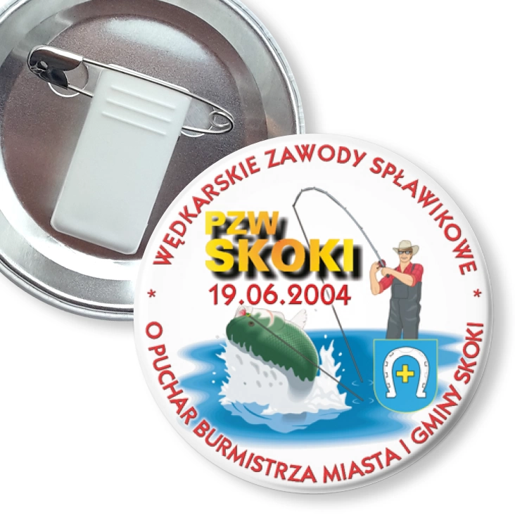 przypinka z żabką i agrafką Wędkarskie Zawody Spławikowe 2004