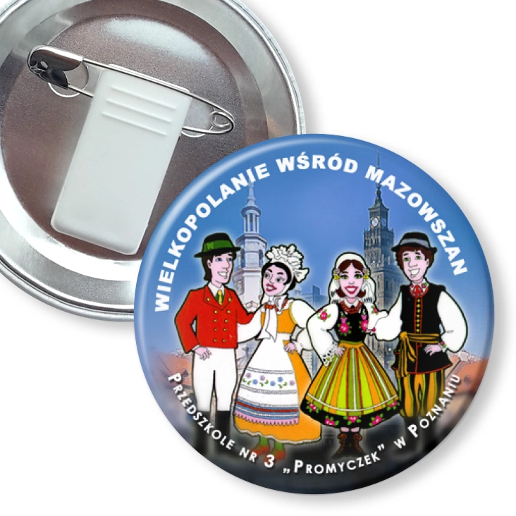 przypinka z żabką i agrafką Wielkopolanie Wśród Mazowszan