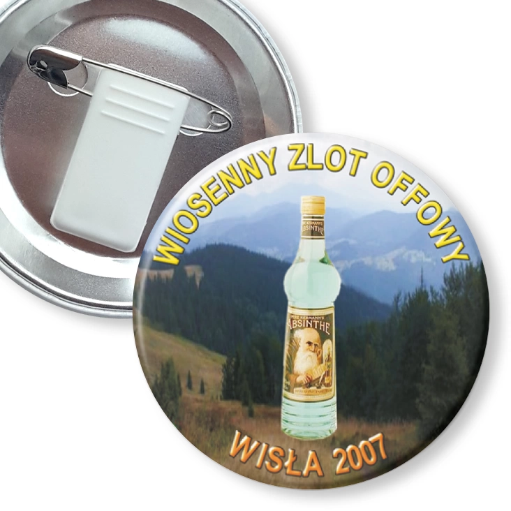 przypinka z żabką i agrafką Wiosenny Zlot Offowy - Wisła 2007
