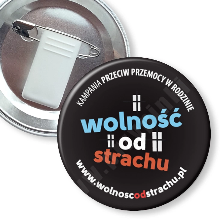 przypinka z żabką i agrafką Wolność od strachu