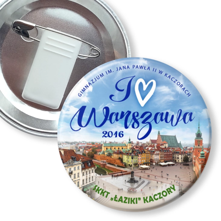 przypinka z żabką i agrafką Wycieczka Kaczory - Warszawa 2016