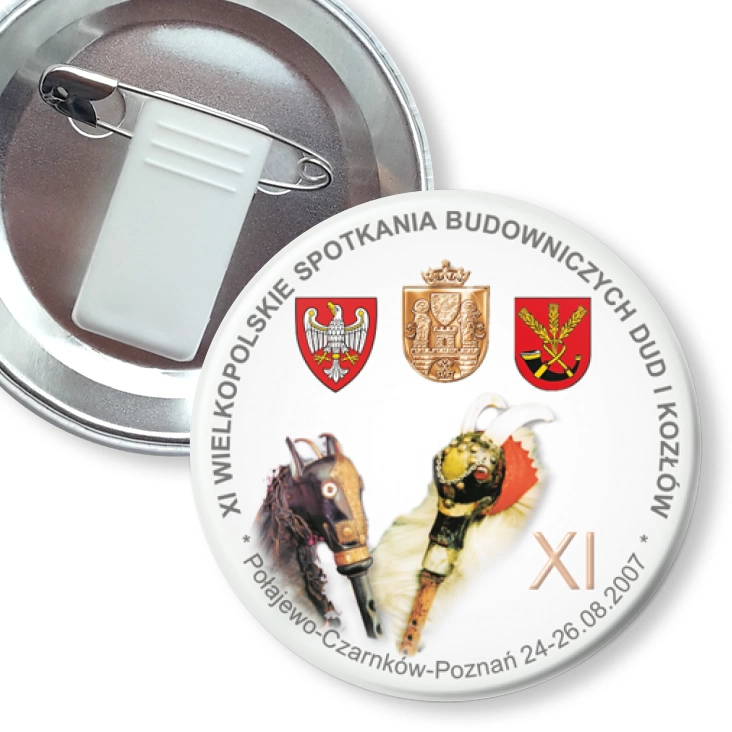 przypinka z żabką i agrafką XI Wielkopolskie Spotkania Budowniczych Dud i Kozłów