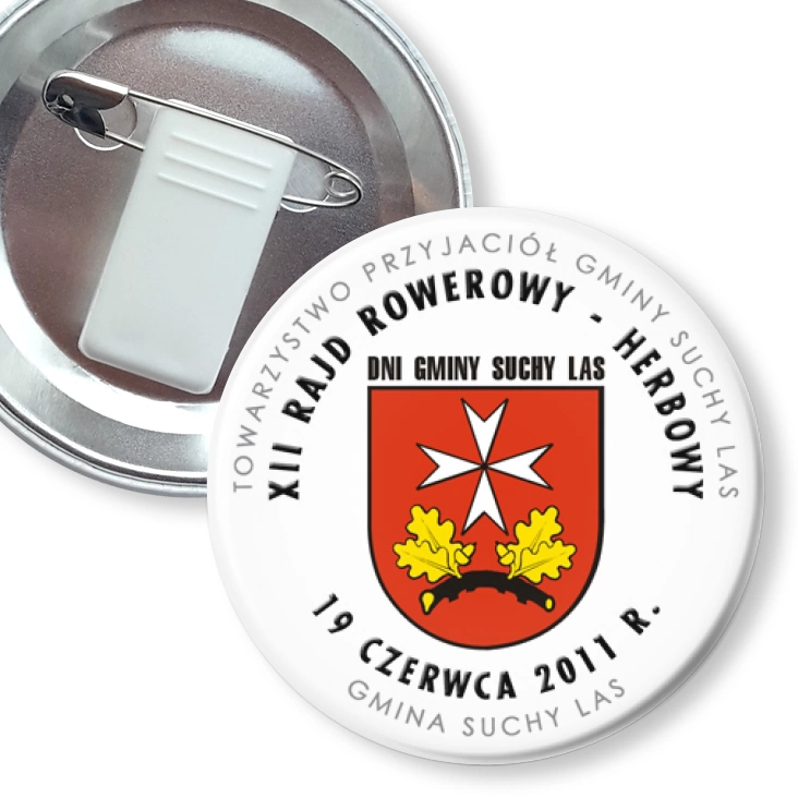 przypinka z żabką i agrafką XII Rajd Rowerowy Herbowy - Suchy Las 2011