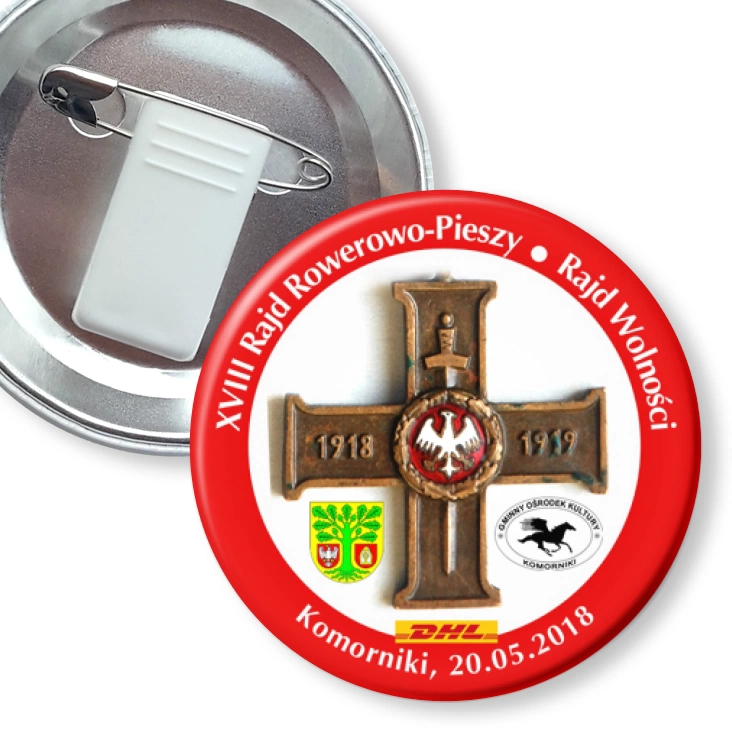 przypinka z żabką i agrafką XVIII Rajd Rowerowo-Pieszy