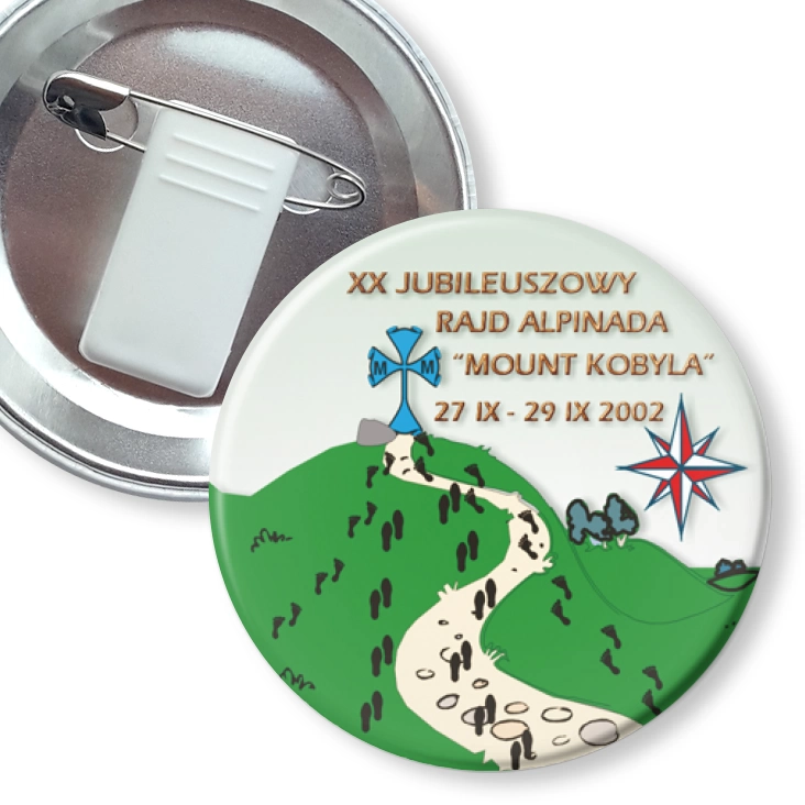 przypinka z żabką i agrafką XX Jubileuszowy Rajd Alpinada Mount Kobyla