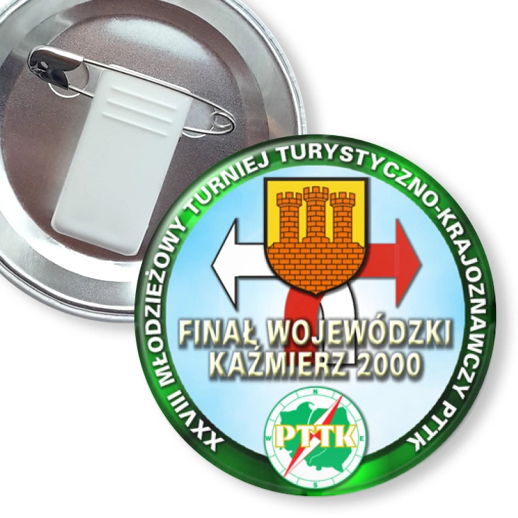 przypinka z żabką i agrafką XXVIII Młodzieżowy Turniej Turystyczno-Krajoznawczy PTTK