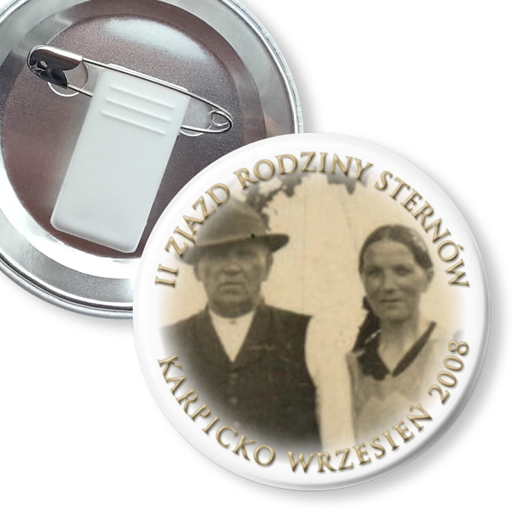 przypinka z żabką i agrafką Zjazd Rodzinny Sternów