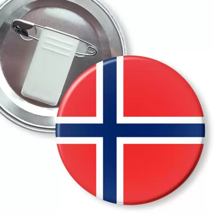 przypinka z żabką i agrafką Flaga Norwegia