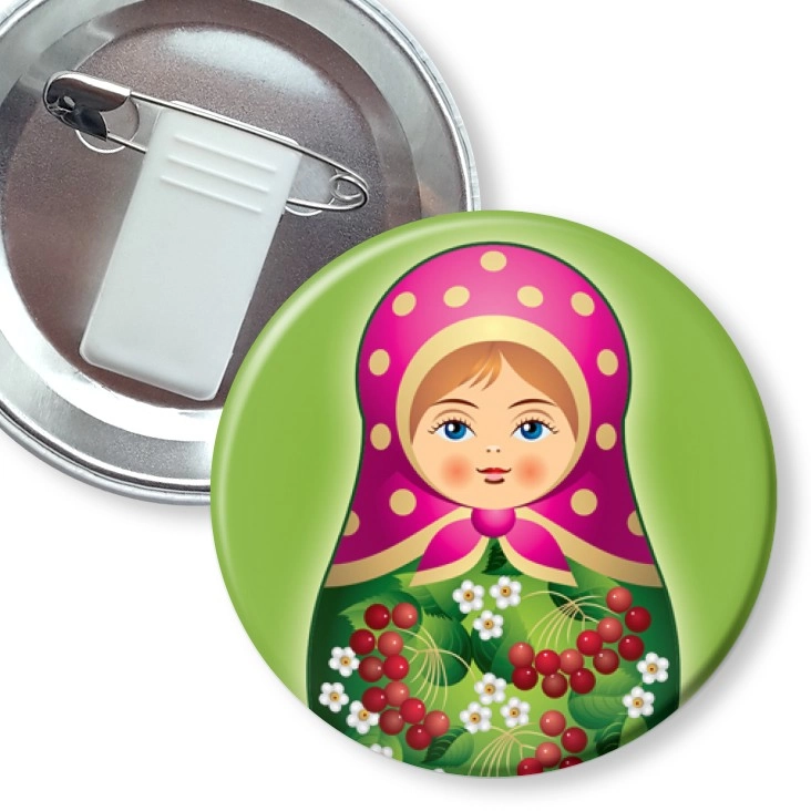 przypinka z żabką i agrafką Matryoshka