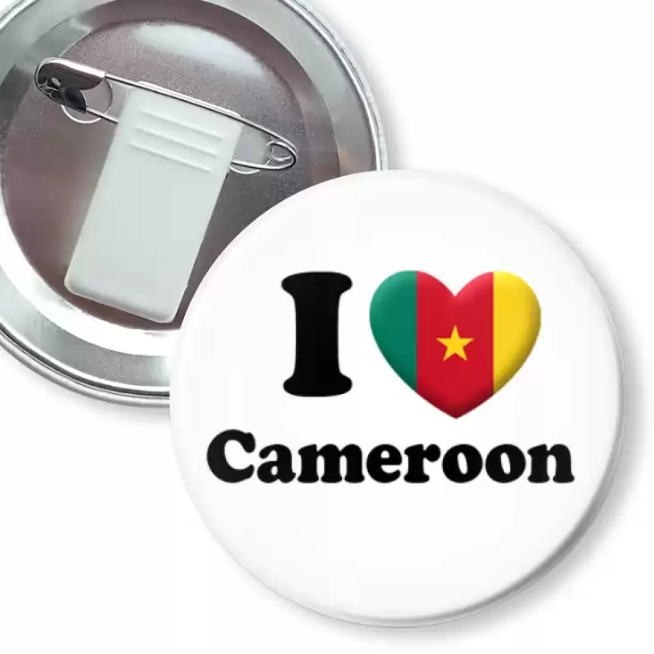 przypinka z żabką i agrafką I love Cameroon