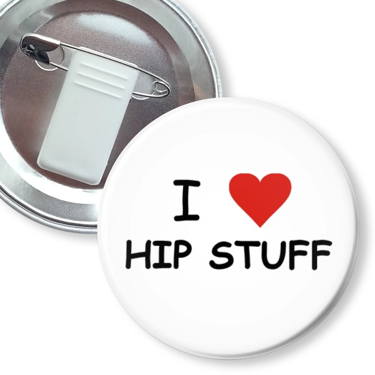 przypinka z żabką i agrafką I love hip stuff