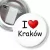 Przypinka z żabką i agrafką I love Kraków