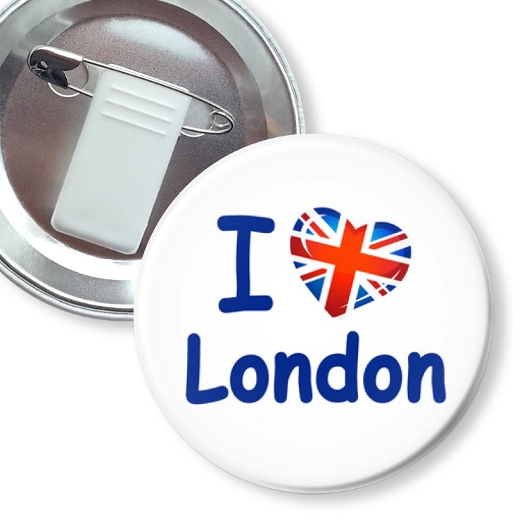 przypinka z żabką i agrafką I love London