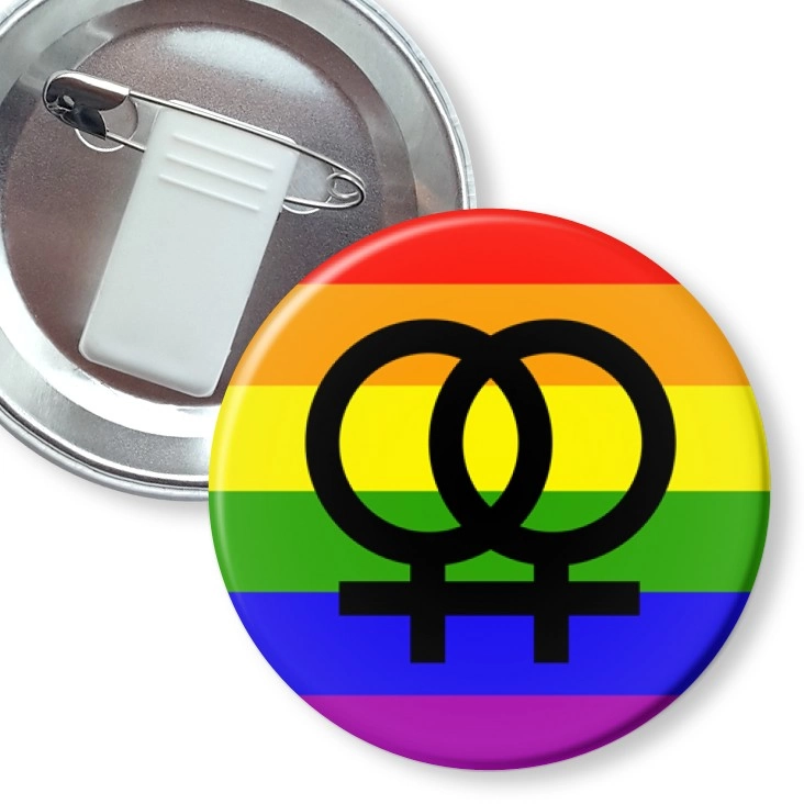 przypinka z żabką i agrafką Para kobiet - symbole