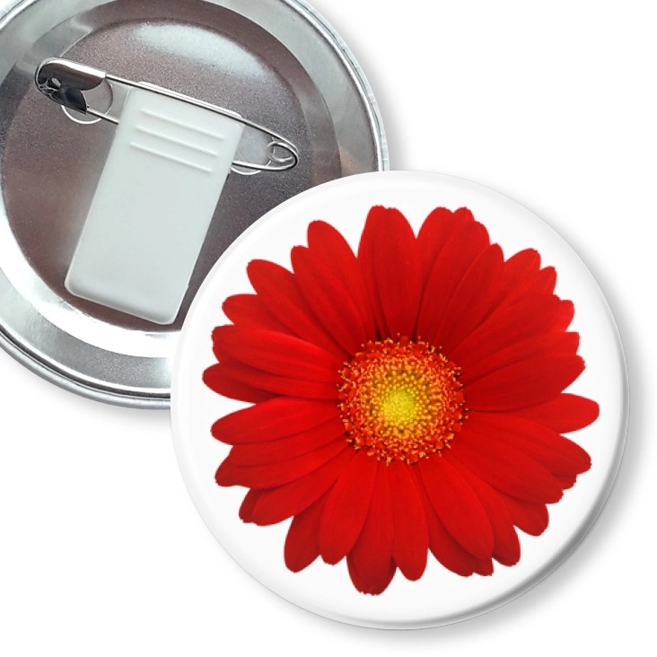 przypinka z żabką i agrafką Gerbera czerwona