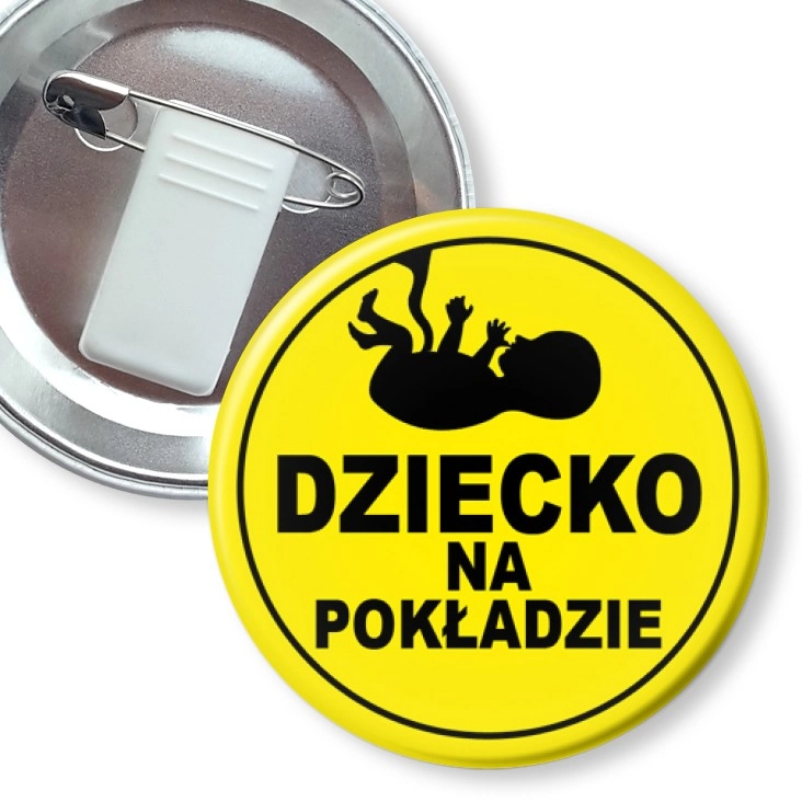 przypinka z żabką i agrafką Dziecko na pokładzie