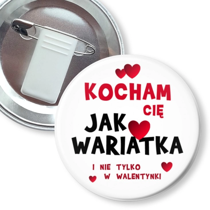 przypinka z żabką i agrafką Kocham Cię Jak wariatka